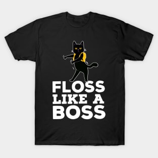 Black Cat FLOSS LIKE A BOSS Apparel Sticker T-Shirt